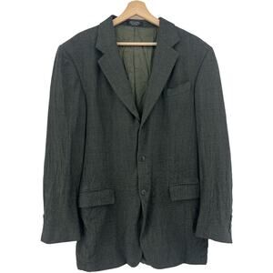 Oscar de la Renta 42L Profile Prestige Wool Blazer Gray Basketweave Academia